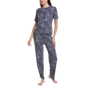 Natori Edit Womens  2Pc Aria Printed Rib Cami & Short Set, Blue